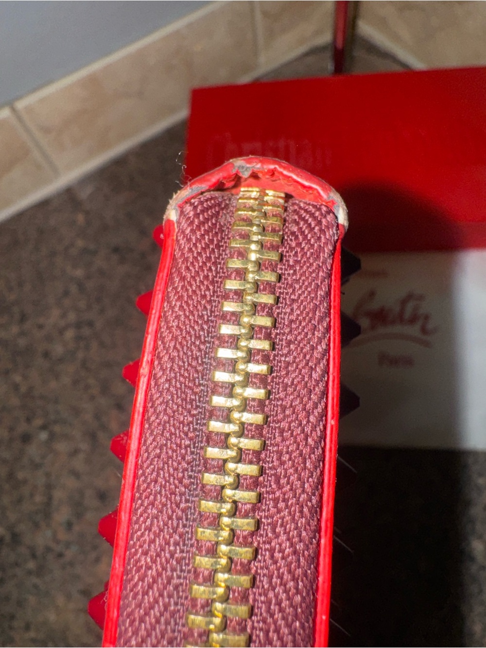 Christian Louboutin "Panettone" long zip-around wallet calf skin leather. Euc - Picture 13 of 16